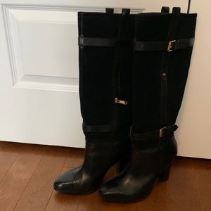 Tommy Hilfiger Frita Black Leather & Suede 
Tall Dress Boots Sz. 9M